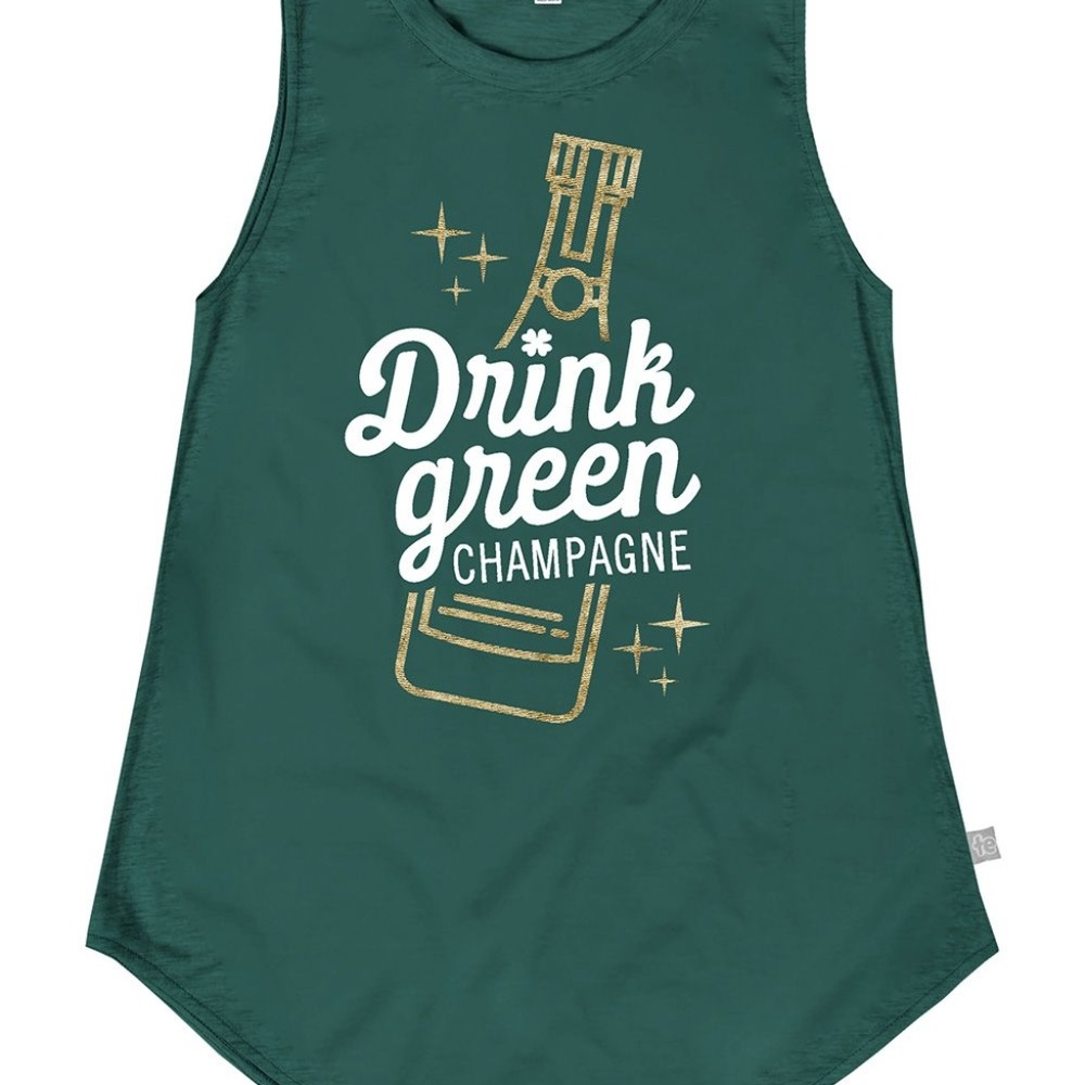 Drink Green Champagne St Pattys tank Tipsy Elves